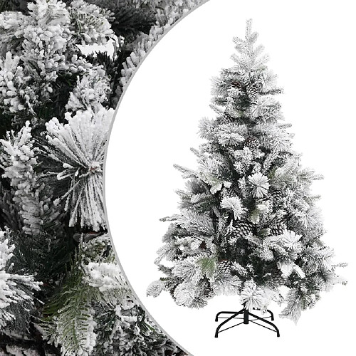 vidaXL Sapin de Noël à flocons de neige et pommes de pin 150 cm PVC/PE