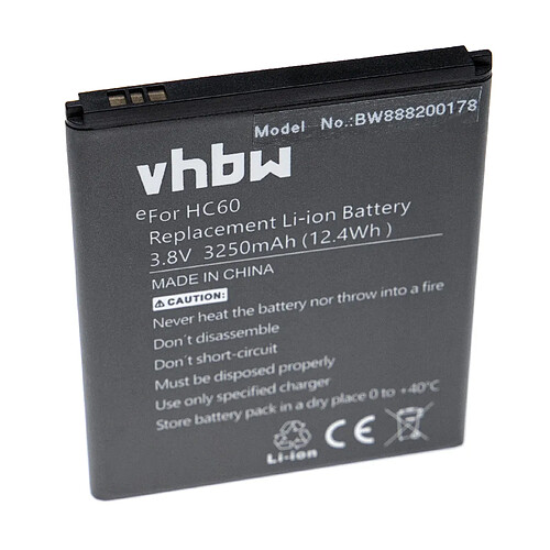 vhbw Batterie remplacement pour Motorola HC60 pour smartphone (3250mAh, 3,8V, Li-polymère)