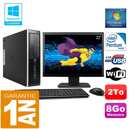 PC HP Compaq 8300 SFF Intel G850 Ram 8Go Disque 2 To Wifi W7 Ecran 22" · Occasion