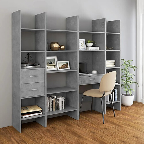 vidaXL Ensemble de bibliothèque 4 pcs Gris béton Bois d'ingénierie