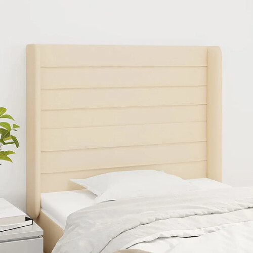 Maison Chic Tête de lit scandinave avec oreilles,meuble de chambre Crème 83x16x118/128 cm Tissu -MN25839