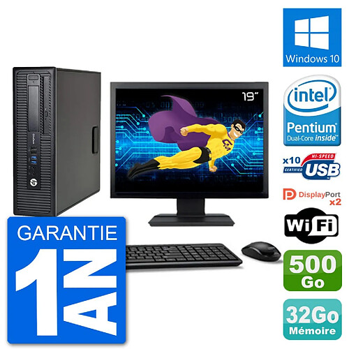 PC HP 800 G1 Ecran 19" Intel G3220 RAM 32Go Disque 500Go Windows 10 Wifi · Occasion