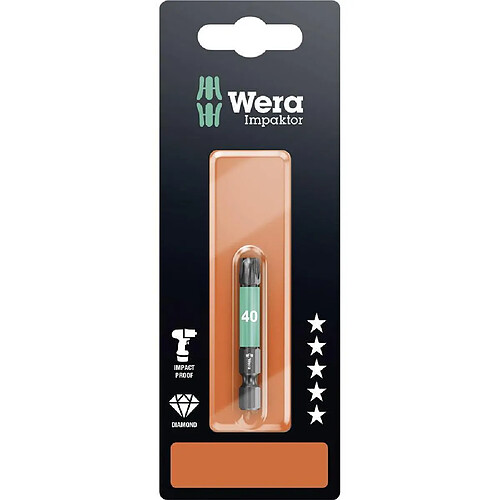 Embout 867/4 Impaktor série 4 entraînement 1/4 Torx® TX40x50mm WERA WERK 05073967001