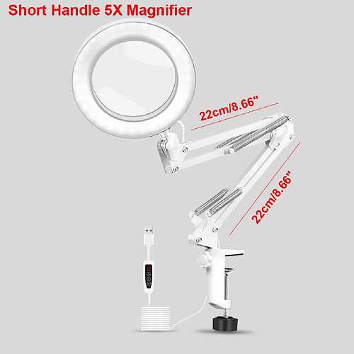 Universal Porte-montre USB 5x Loupe pliante Soudure Couteau à trois mains Lampe de table 3 couleurs Loupe lumineuse LED | Loupe