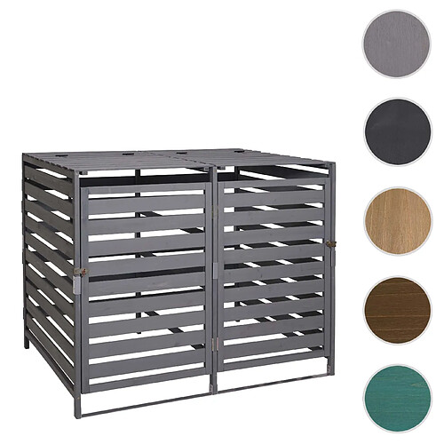 Mendler Abri à Poubelles, pour 2 ou 4 poubelles HWC-H62, extensible 110x65x93 cm, bois massif ~ gris clair