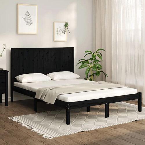 vidaXL Cadre de lit sans matelas noir 140x190 cm bois de pin massif