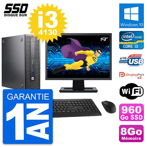 PC HP 600 G1 SFF Ecran 19" Intel Core i3-4130 RAM 8Go SSD 960Go Windows 10 Wifi · Occasion