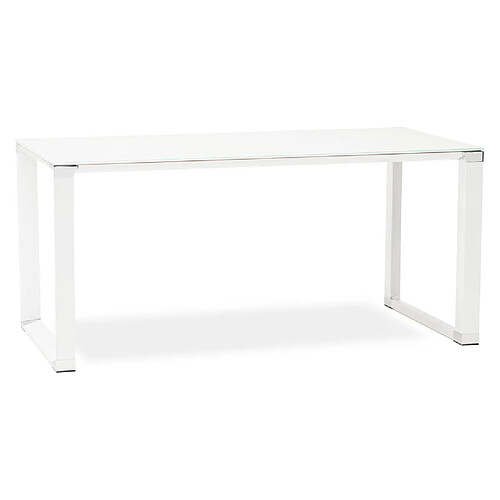 Alterego Bureau droit design 'XLINE' en verre blanc - 160x80 cm