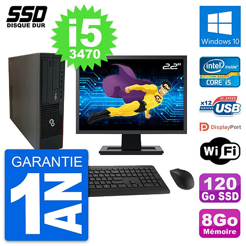 PC Fujitsu E910 DT Ecran 22" Intel i5-3470 RAM 8Go SSD 120Go Windows 10 Wifi · Occasion