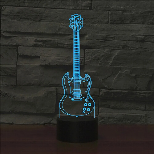 Wewoo Lampe de table lumineuse colorée de vision de LED de la forme 3D de guitare de cinq cordesversion à télécommande de 16 couleurs