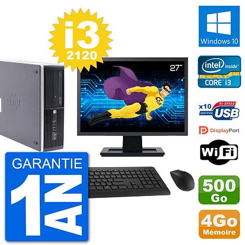 PC HP Compaq Pro 6300 SFF Ecran 27" i3-2120 RAM 4Go Disque 500Go Windows 10 Wifi · Occasion