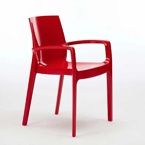 Chaise polypropylène empilable avec accoudoirs salle à manger Cream Grand Soleil, Couleur: Rouge