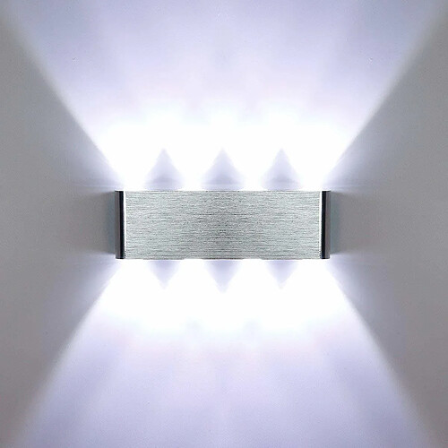 Stoex Applique Murale LED 8W Moderne Aluminium Lampe 8 LED Interieur Éclairage Lumières pour Cuisine Escalier Chambre Couloir Salon Les Lampes de Nuit (Blanc Froid)