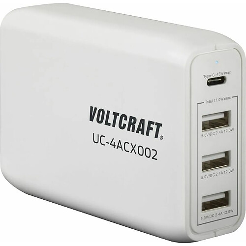 VOLTCRAFT UC-4ACX002 VC-11744745 Chargeur USB pour prise murale Courant de sortie (max.) 3400 mA 4 x USB, USB-C? femelle (Power Delivery)