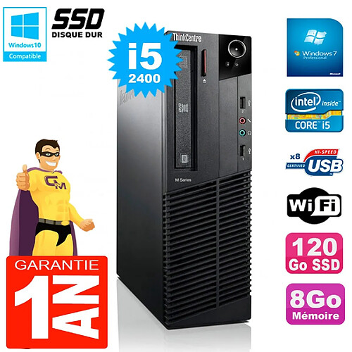 PC Lenovo M92p SFF Core I5-2400 8Go Disque 120Go SSD Graveur DVD Wifi W7 · Occasion