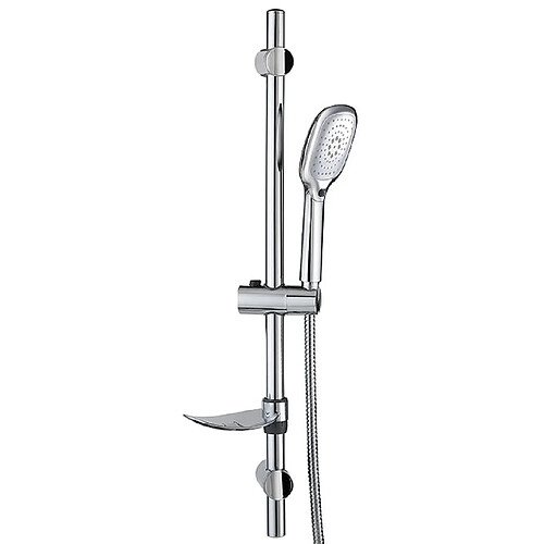 Wirquin Colonne Barre de douche chromee entraxe reglable 70 cm douchette 2 jets mobile