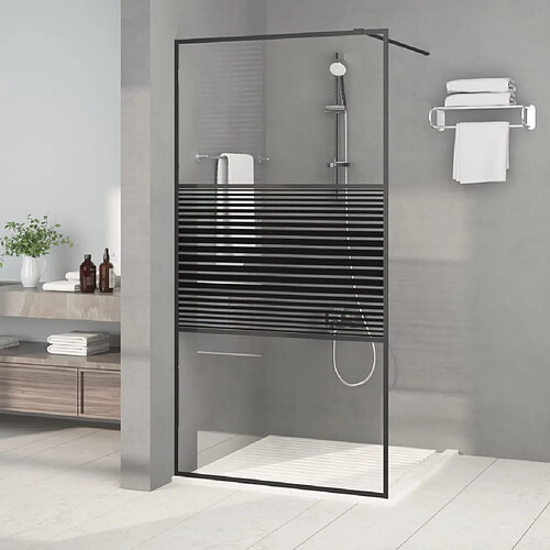 vidaXL Paroi de douche Noir 100x195 cm Verre ESG transparent