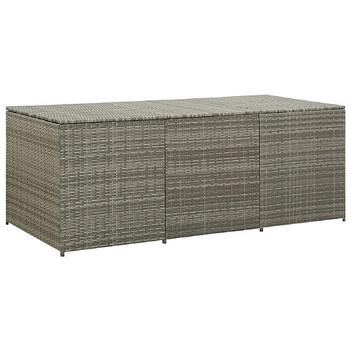 Helloshop26 Coffre boîte meuble de jardin rangement résine tressée 180 x 90 x 75 cm gris 02_0013119