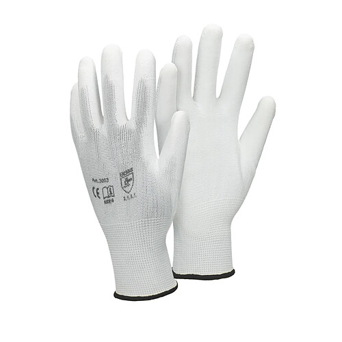 ECD Germany 48 paires de Gants de travail en PU, taille 10-XL, couleur blanc, gants de mécanicien en nylon gants de jardin