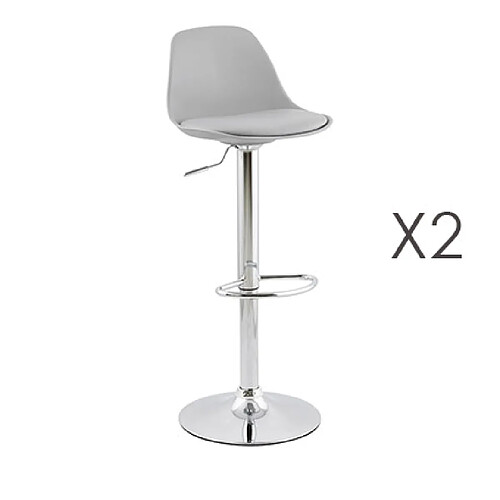 Mes Lot de 2 tabourets de bar design 39x42x104cm GRIS - SUK