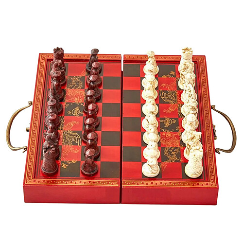 11 pouces En Bois Jeu d'échecs-Conseil Pliant, voyage Portable à la main Échiquier Jeu Ensembles avec des Pièces de Jeu de Stockage Slots-Débutant Jeu