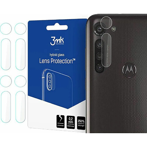 3MK Lot de 4 protections pour appareil photo arrière anti-chocs 100 % compatibles avec Motorola GB Power- Transparent