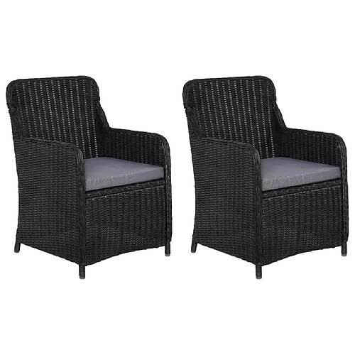 Maison Chic Lot de 2 Chaises d'extérieur avec coussins Résine tressée Noir -GKD80879