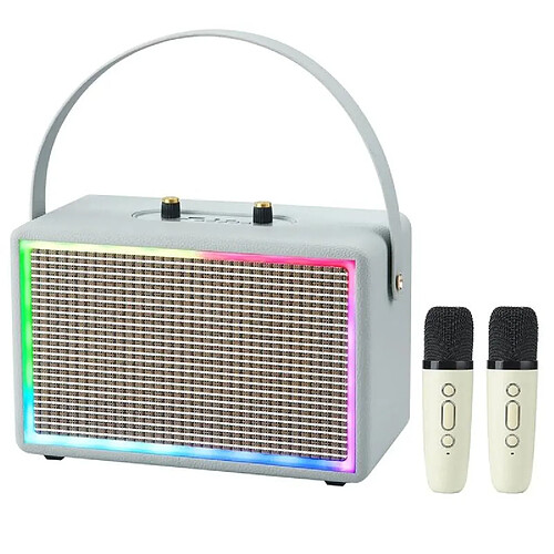 Yonis Enceinte Retro Bluetooth Effet Lumière Karaoke