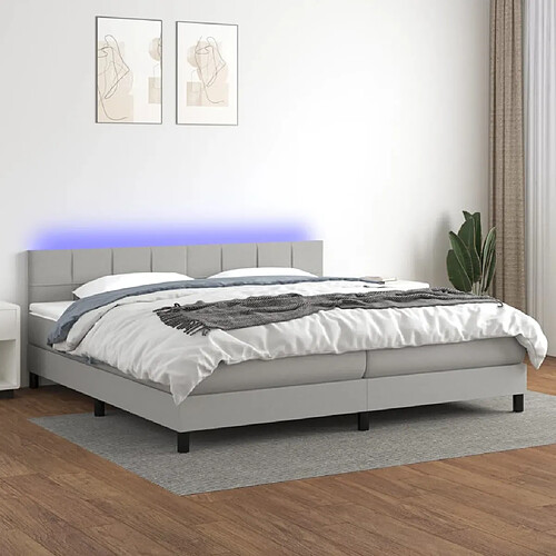 Sommier à lattes et matelas LED,Cadre à lattes de lit pour Adulte Gris clair 200x200 cm Tissu -MN54570