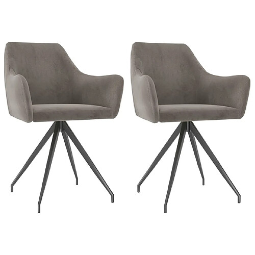 vidaXL Chaises à manger lot de 2 Gris clair Velours