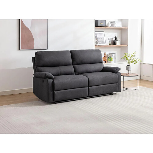 Vente-Unique Canapé 3 places relax électrique en tissu gris anthracite LUNANO