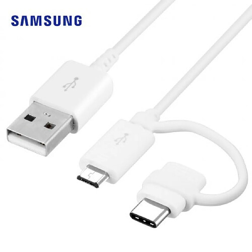 Câble USB Samsung vers Micro-USB & USB type C - Longueur 1m - Blanc