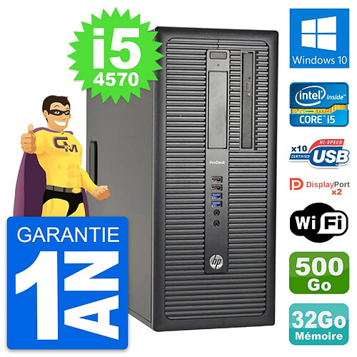 PC Tour HP ProDesk 600 G1 Intel i5-4570 RAM 32Go Disque 500Go Windows 10 Wifi · Occasion