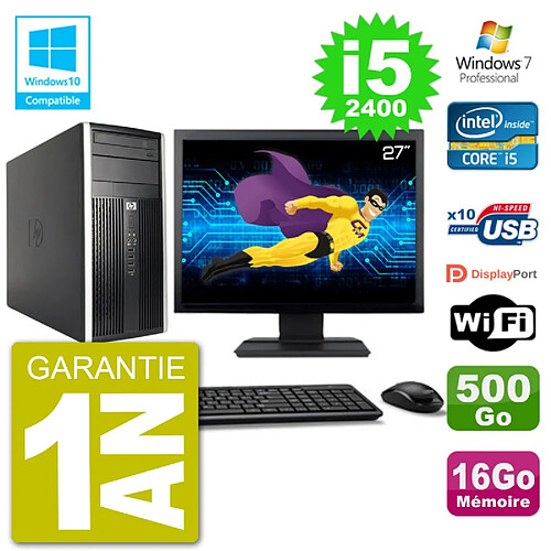 PC HP 6300 MT Ecran 27" i5-2400 RAM 16Go Disque 500Go Graveur DVD Wifi W7 · Occasion