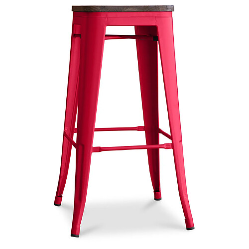 ICONIK INTERIOR Tabouret Stylix en Bois 76cm - Métal Rouge