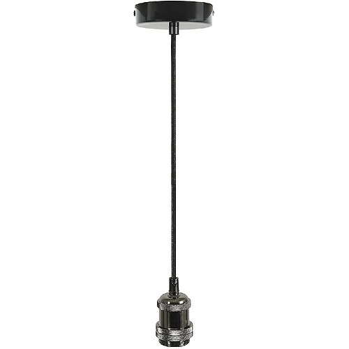 Universal Lampe Vintage Suspension Set Noir Chrome - 1 Plafond Rose E27/Edison Accessoires Aluminium