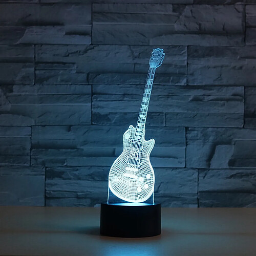 Wewoo Lampe de table lumineuse de vision LED colorée en forme de guitare 3Dversion USB et batterie