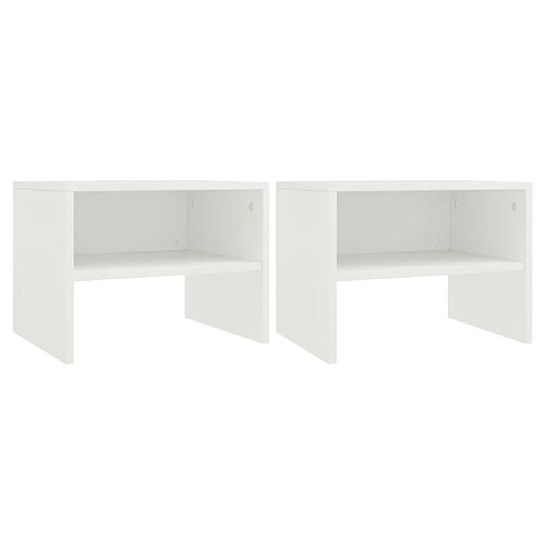 vidaXL Tables de chevet 2 pcs Blanc 40x30x30 cm Bois d'ingénierie