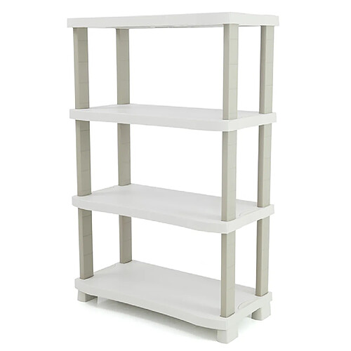 Pegane Etagère de rangement 4 niveaux intérieur/extérieur coloris beige - Longueur 90 x Profondeur 45 x Hauteur 141 cm