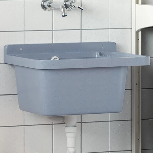 vidaXL Lavabo pour montage murale gris 50x35x24 cm résine