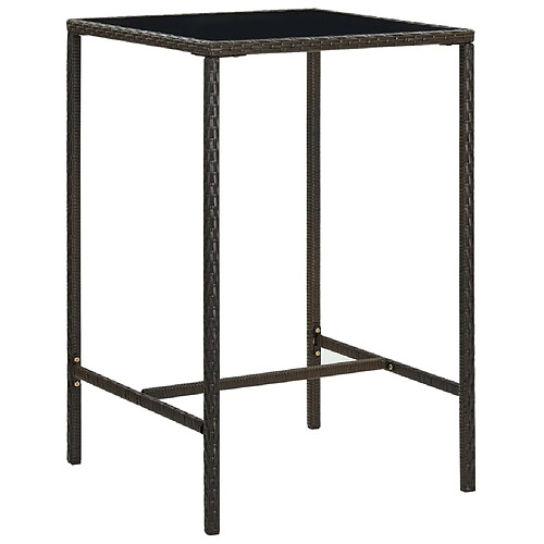 vidaXL Table de bar de jardin Marron 70x70x110 cm Résine tressée verre