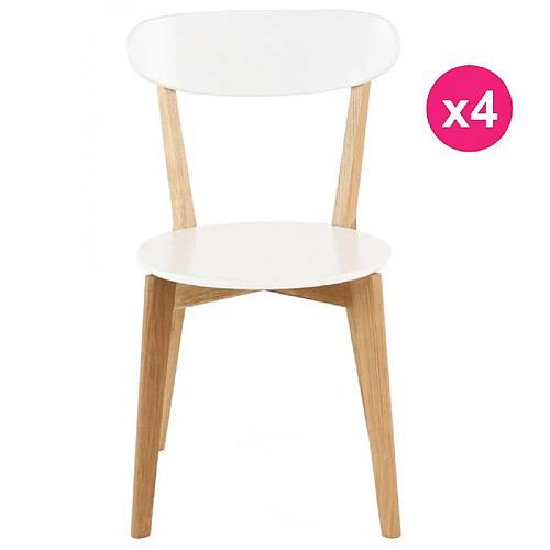 Lot de 4 Chaises Chêne et Laqué Blanc KosyForm