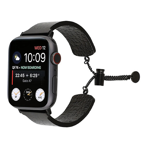 Wewoo Bracelet simple en acier inoxydable 316 avec gaufré pour Apple Watch séries 5 et 4 44 mm / 3 et 2 et 1 42 mm Noir