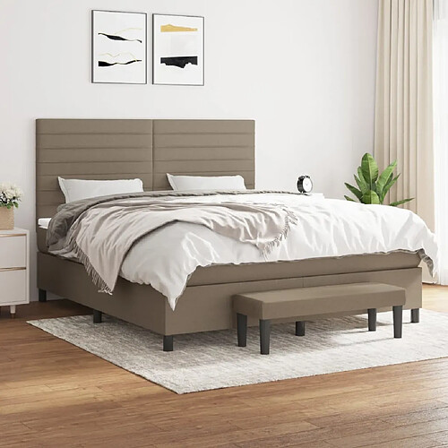 vidaXL Sommier à lattes de lit avec matelas Taupe 180x200 cm Tissu