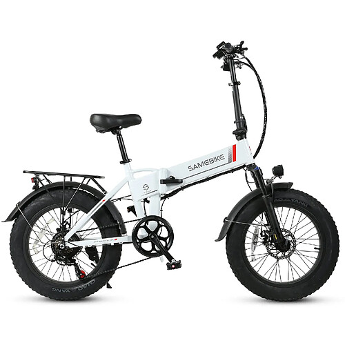 Vélo Électrique SAMEBIKE LOTDM200-II - Moteur 500W Batterie 48V13Ah Autonomie 40KM Freins à Disque Mécaniques - Blanc