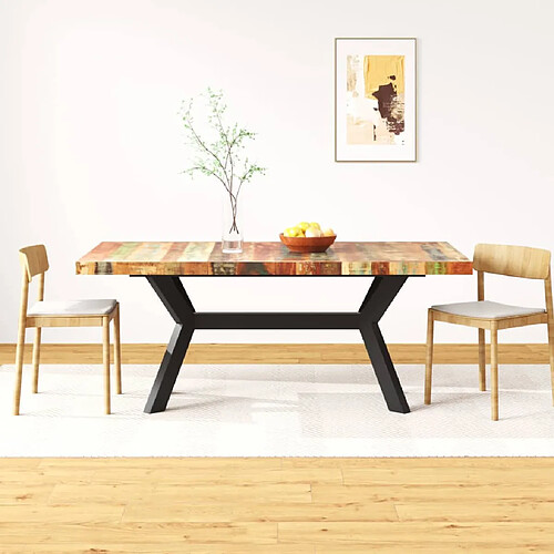 vidaXL Table à manger Bois récupération massif et croix en acier 180cm