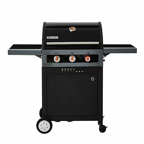 Barbecue au gaz BRASERO Boston Black 3K Turbo - 3 brûleurs dont 1 Turbo Zone, Noir