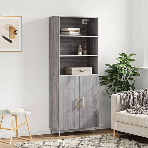 vidaXL Buffet haut Sonoma gris 69,5x34x180 cm Bois d'ingénierie