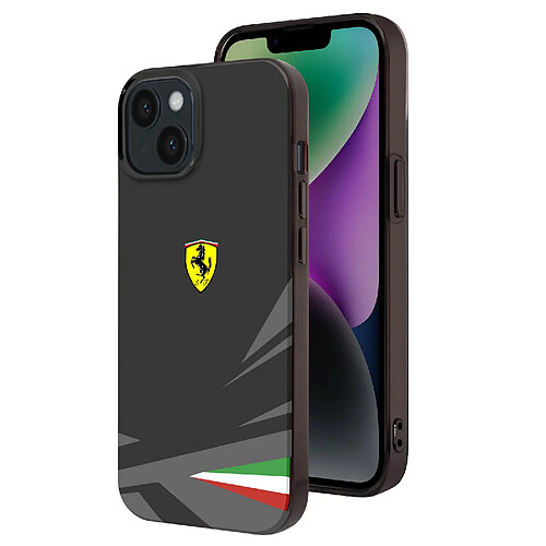 Ferrari Coque pour iPhone 14 Plus Bi-matière Compatible Charge QI Noir