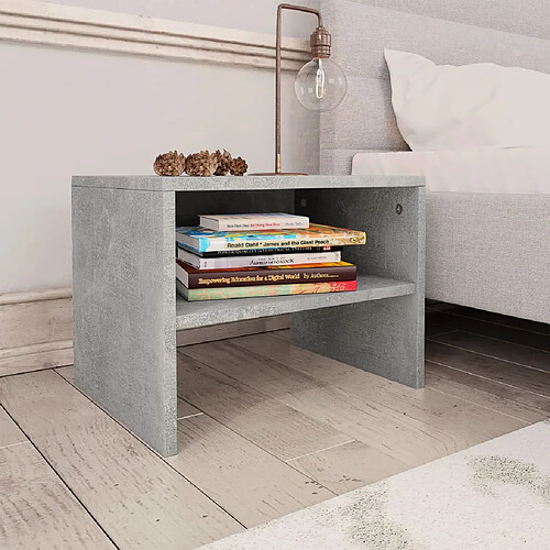 vidaXL Table de chevet Gris béton 40x30x30 cm Bois ingénierie